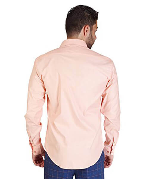 Peach Orange Tailored Slim Fit Wrinkle Free Cotton By Azar Man