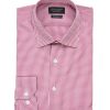 New Mens Dress Shirt Plaid Red Tailored Slim Fit Wrinkle Free Cotton By Azar Man