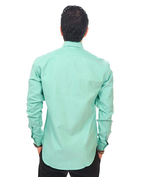 New Mens Dress Shirt Green Tailored Slim Fit Wrinkle Free Cotton By Azar Man