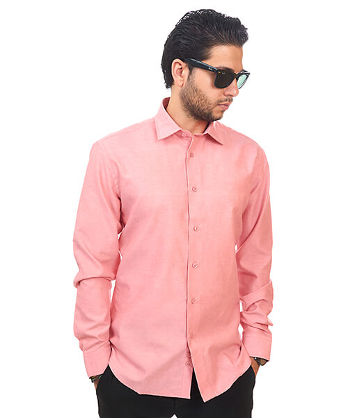 New Mens Dress Shirt Coral Tailored Slim Fit Wrinkle Free Cotton By Azar Man