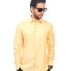Yellow Tailored Slim Fit Wrinkle Free Cotton By Azar Man