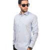 New Mens Dress Shirt Light Grey Silver Tailored Slim Fit Wrinkle Free Cotton