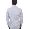 New Mens Dress Shirt Stripe Blue Tailored Slim Fit Wrinkle Free Cotton By Azar Man