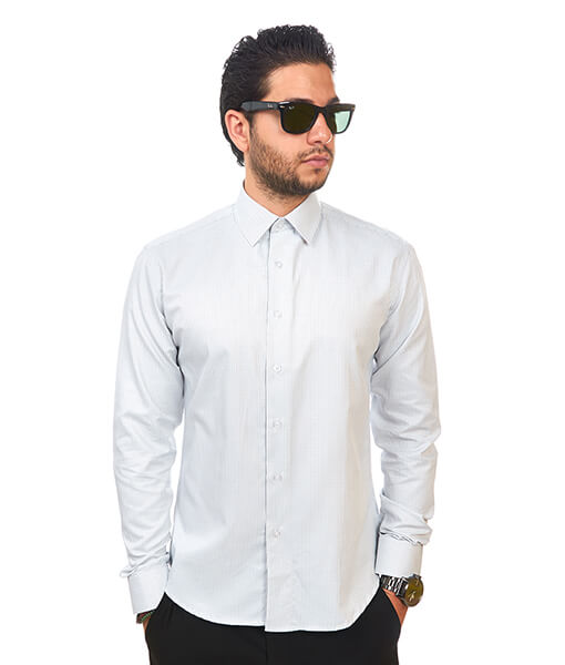 New Mens Dress Shirt Check White Tailored Slim Fit Wrinkle Free Cotton By Azar Man