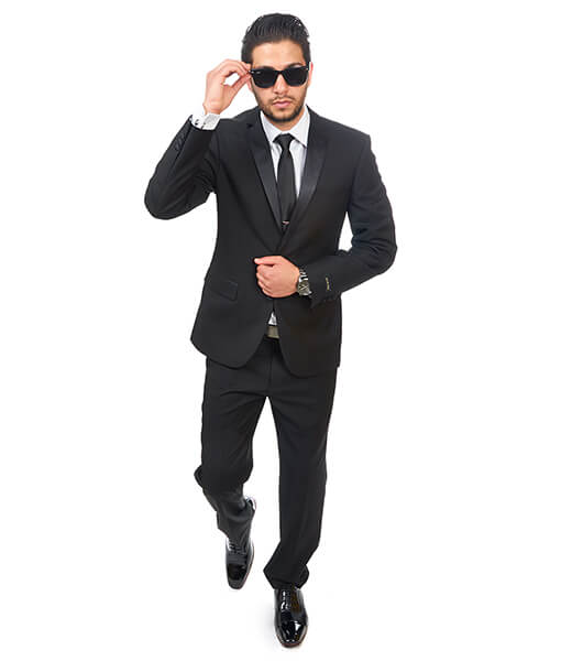 Slim Fit 2 Button Solid Navy Blue Suit