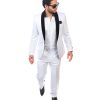 Slim Fit 1 Button Shawl Velvet Collar White Suit