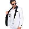 Slim Fit Men Suit / Tuxedo White 1 Button Shawl Velvet Lapel White By Azar Man