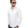 New Mens Dress Shirt Narrow Stripe White Tailored Slim Fit Wrinkle Free By Azar Man