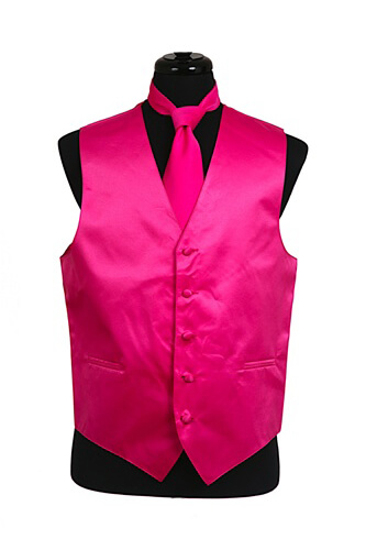 Light Pink Satin 5 Button Full Back Vest