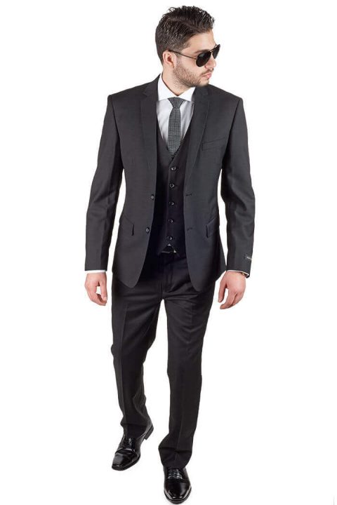 AZAR MAN Slim Fit Tuxedo Suit 2 Button 3 Piece Vested Satin Notch Lapel 4030