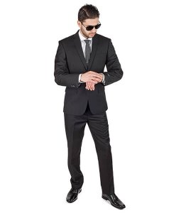 Slim Fit Men Solid Jet Black Suit - ÃZARMAN