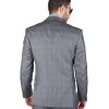 AzarSuits 3pc Plaid Grey Suit