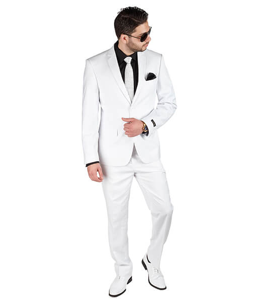 Slim Fit Men 2 Button White Suit - ÃZARMAN