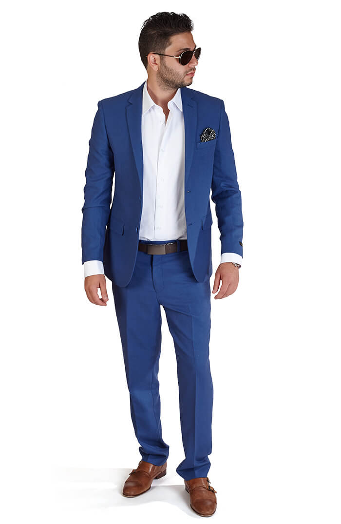 Slim Fit 2 Button Indigo Blue Suit - Azar Suits