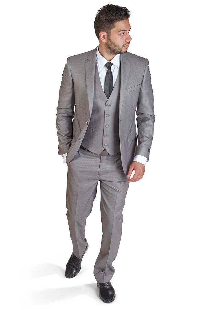 Bespoke Formal Mens Suits Regular Grey Three-Piece Business Suits –  Ballbella