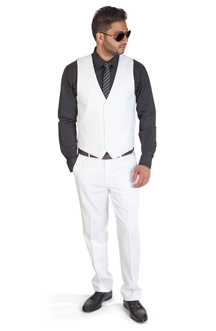 AZAR MAN Slim Fit White Tuxedo Fashion Suit with Modern Black Trim :  : Clothing, Shoes & Accessories