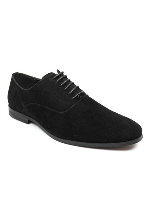 New Men's AZAR Suede Round Toe Lace Up Black Oxfords Modern Dress Shoes NEW 