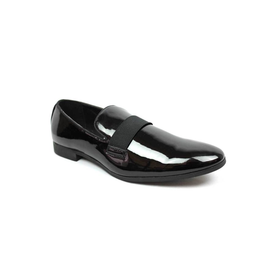 Black Slip On Patent Tuxedo Shoes - ÃZARMAN