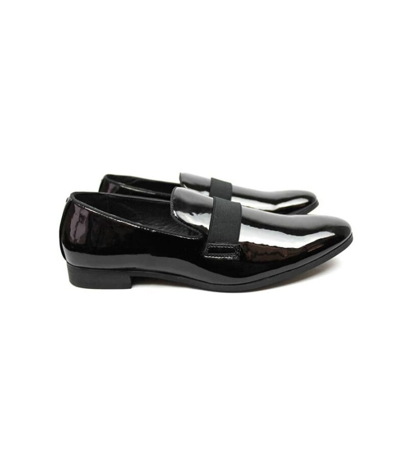 Black Slip On Patent Tuxedo Shoes