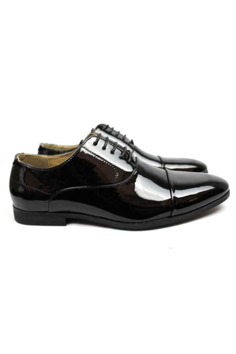 Formal Cap Toe Patent Textured Shinny Shoes By AZAR Mens Dress Black Tuxedo 