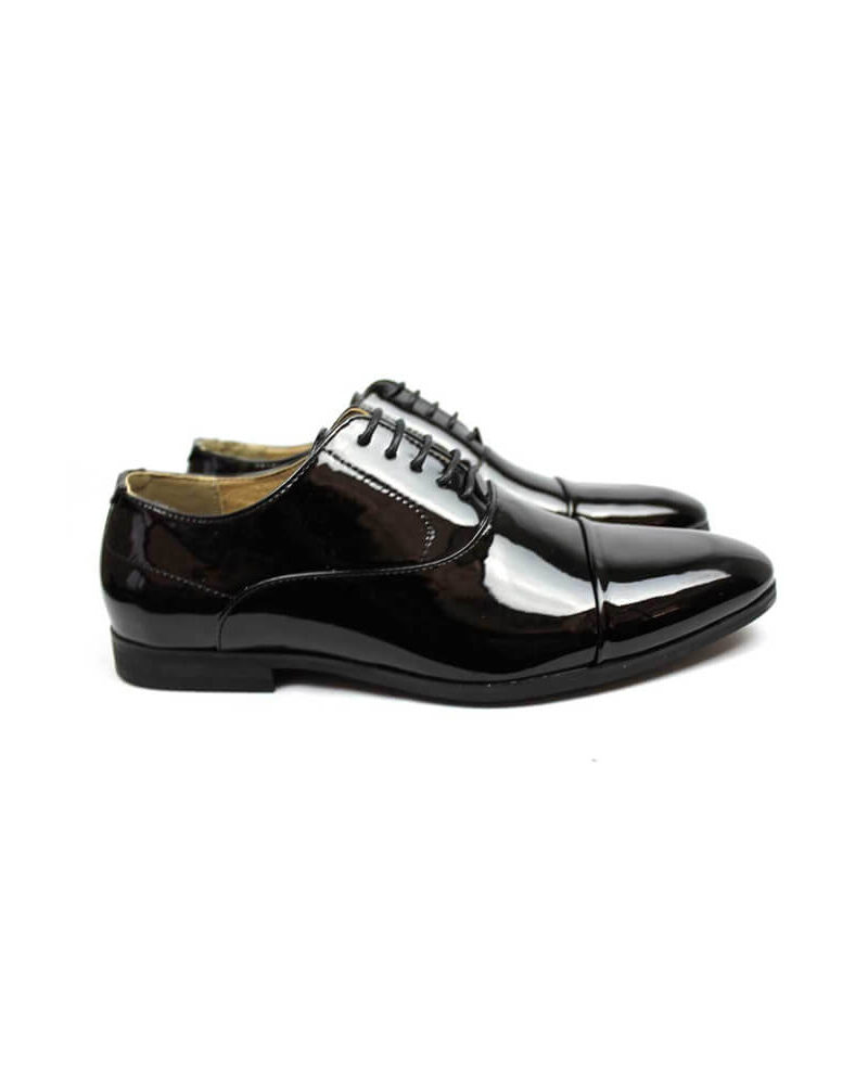 Black Cap Toe Patent Tuxedo Shoes