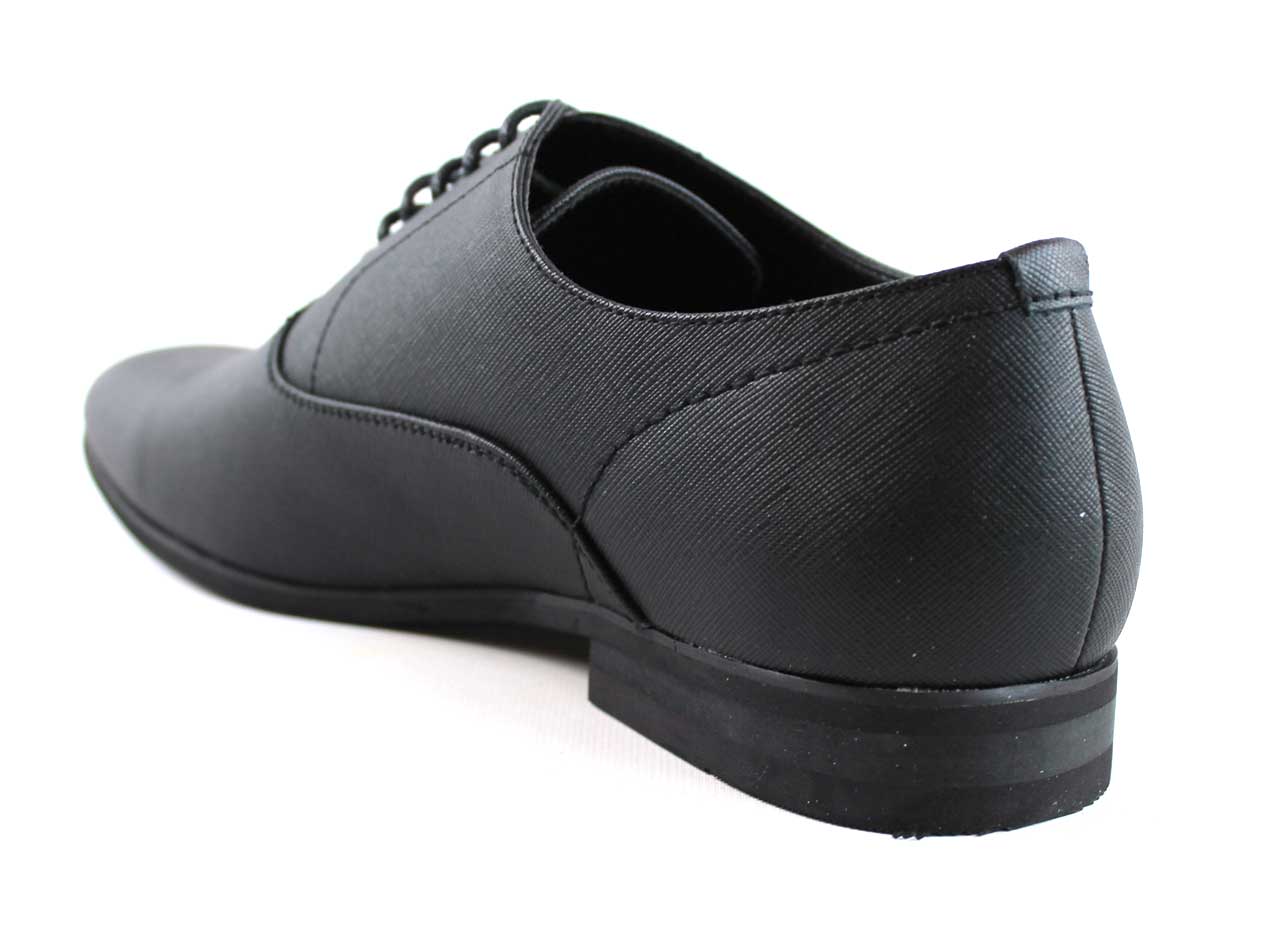 Black Herringbone Round Toe Lace Up Oxfords - Image 3