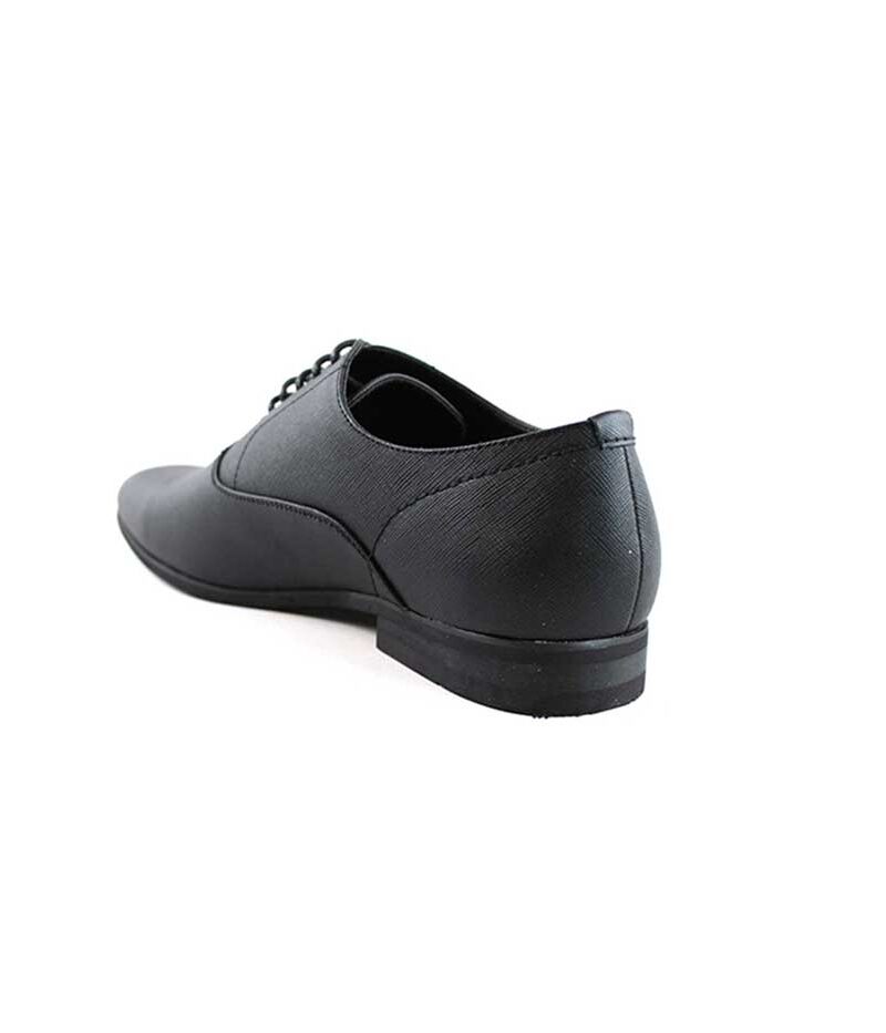 Alternative view of Black Herringbone Round Toe Lace Up Oxfords