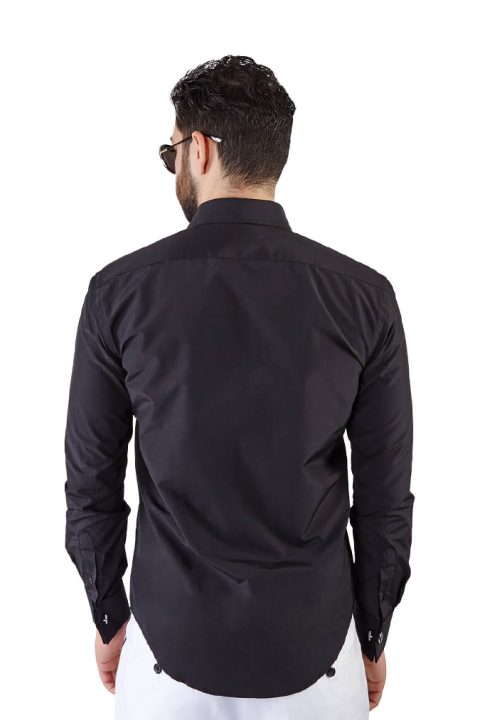 Slim Fit Black French Cuff Tuxedo Shirt