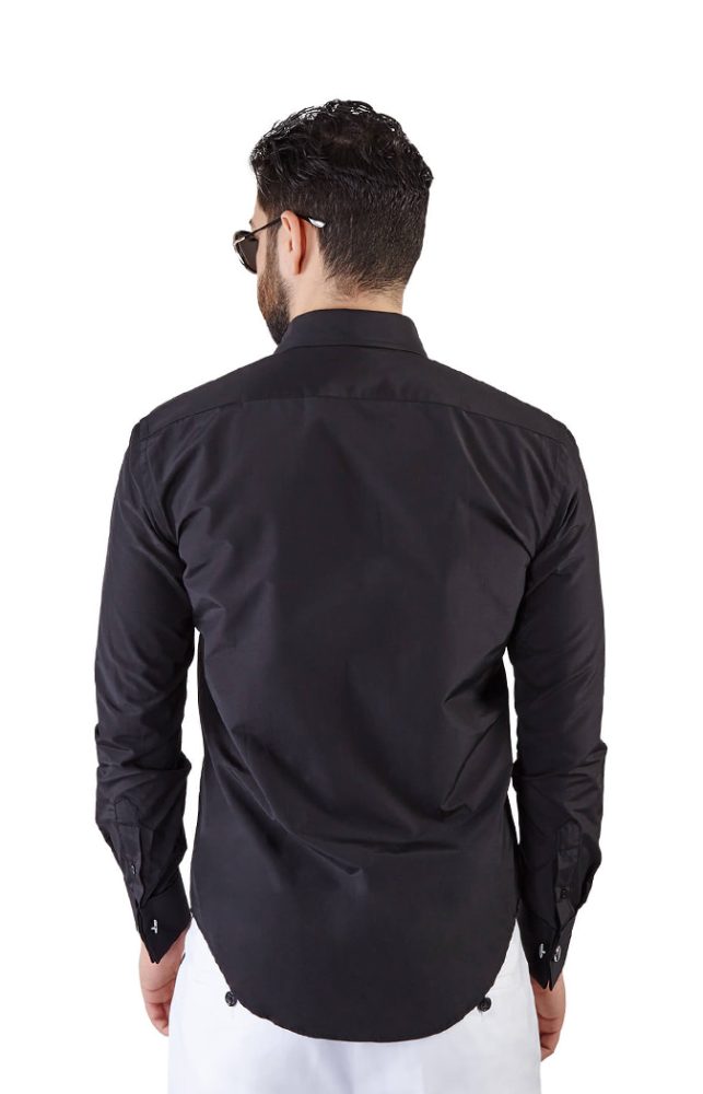 Nouveau Homme slim noir Tuxedo Dress Shirt french cuff fixer formelle par Azar 