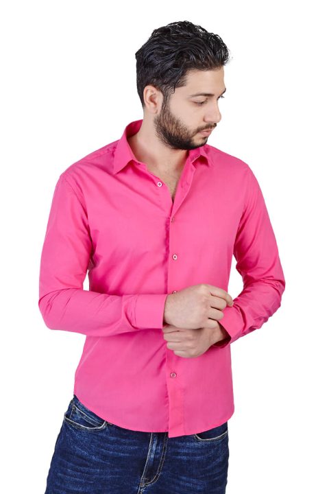 Slim Fit Solid Fuchsia Shirt