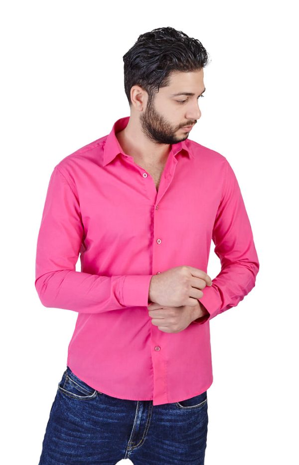 Slim Fit Solid Fuchsia Shirt