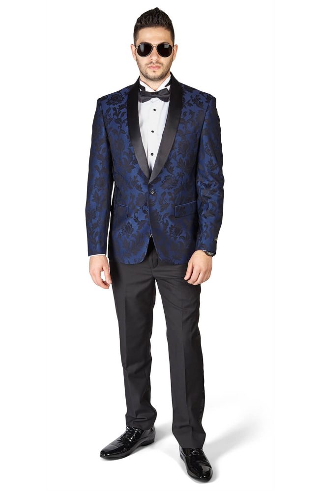 Navy blue sport coat with black pants best sale