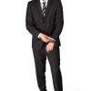 Slim Fit 2 Button Black Notch Lapel PinStripe Suit