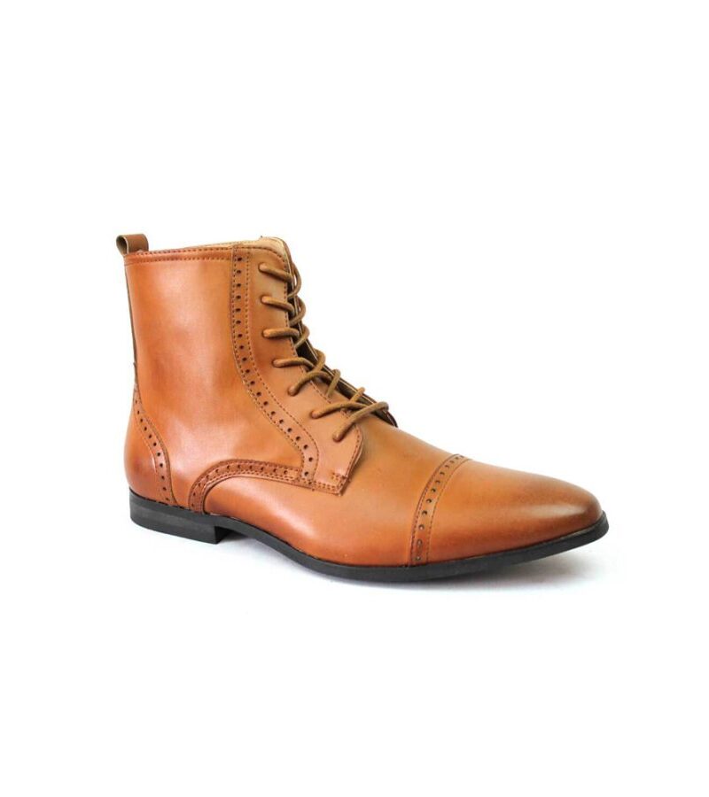 Alternative view of Cognac Brown Cap Toe  Detailed Perforation Dress Boots
