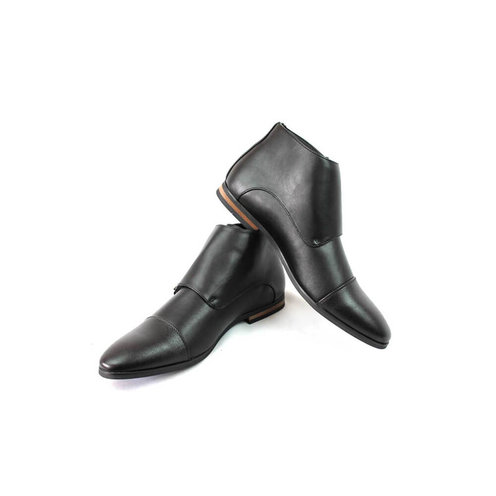 Men/'s Black 2 Tone Cap Toe Monk Strap Dress Boots Herringbone Oxfords By Azar