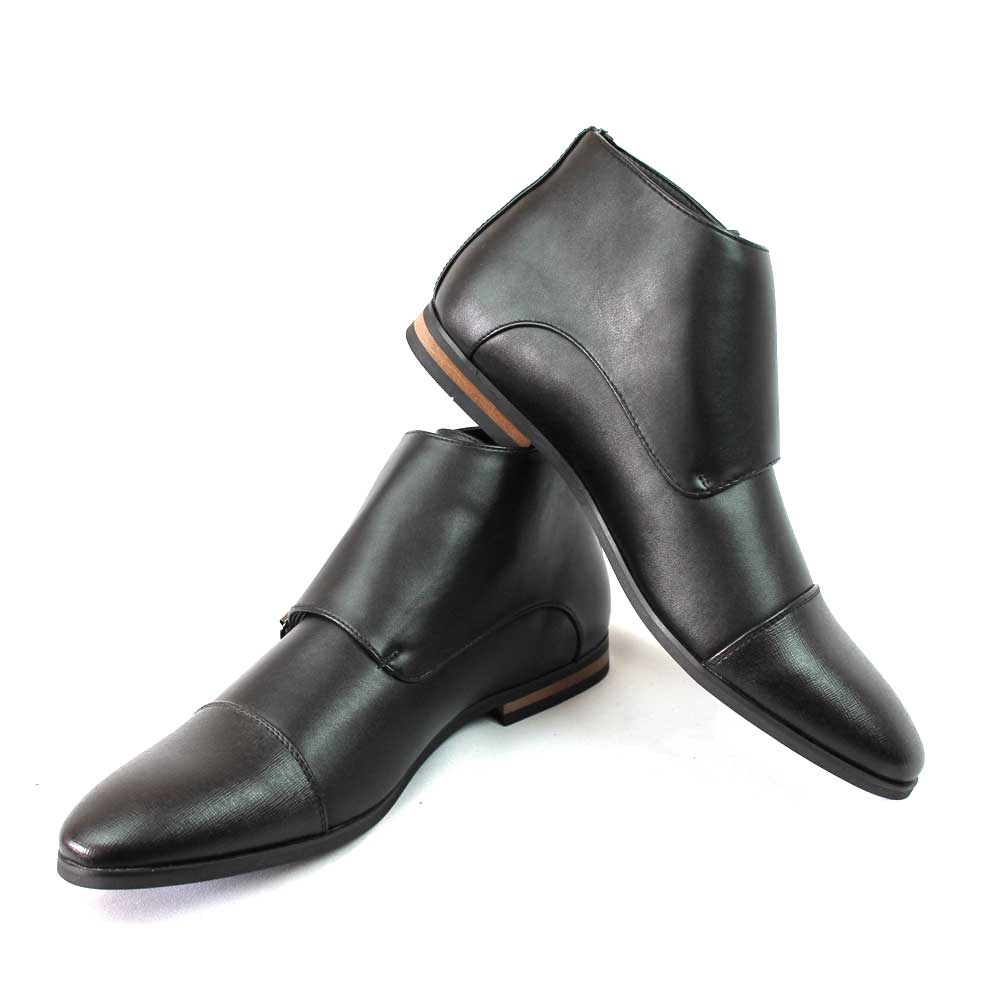 Black 2 Tone Cap Toe Monk Strap Dress Boots Azar Suits