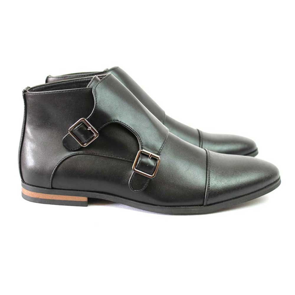 Black 2 Tone Cap Toe Monk Strap Dress Boots Azar Suits