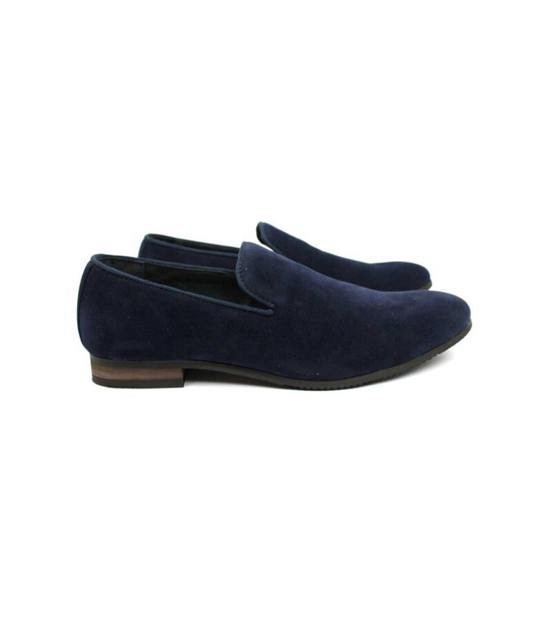 Navy Blue Suede Slip On Loafer