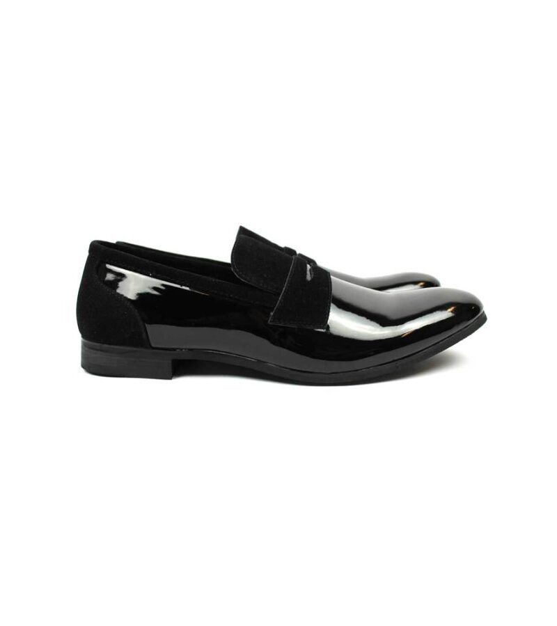 Black Patent Suede Details Tuxedo Slip On Bradley Shoes
