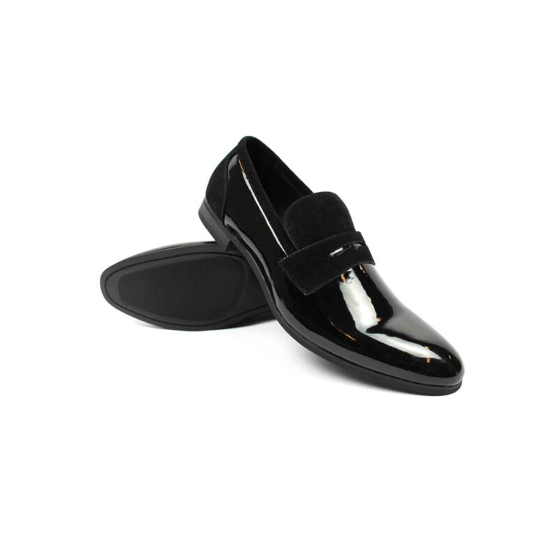 Black Patent Suede Details Tuxedo Slip On Bradley Shoes ÃZARMAN