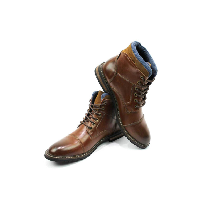 Brown Cap Toe Derby Lace up Ankle Boots ÃZARMAN