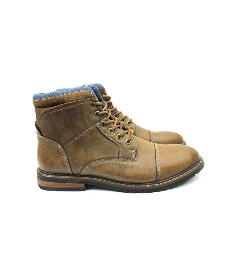 Tan Cap Toe Derby Lace up Ankle Boots