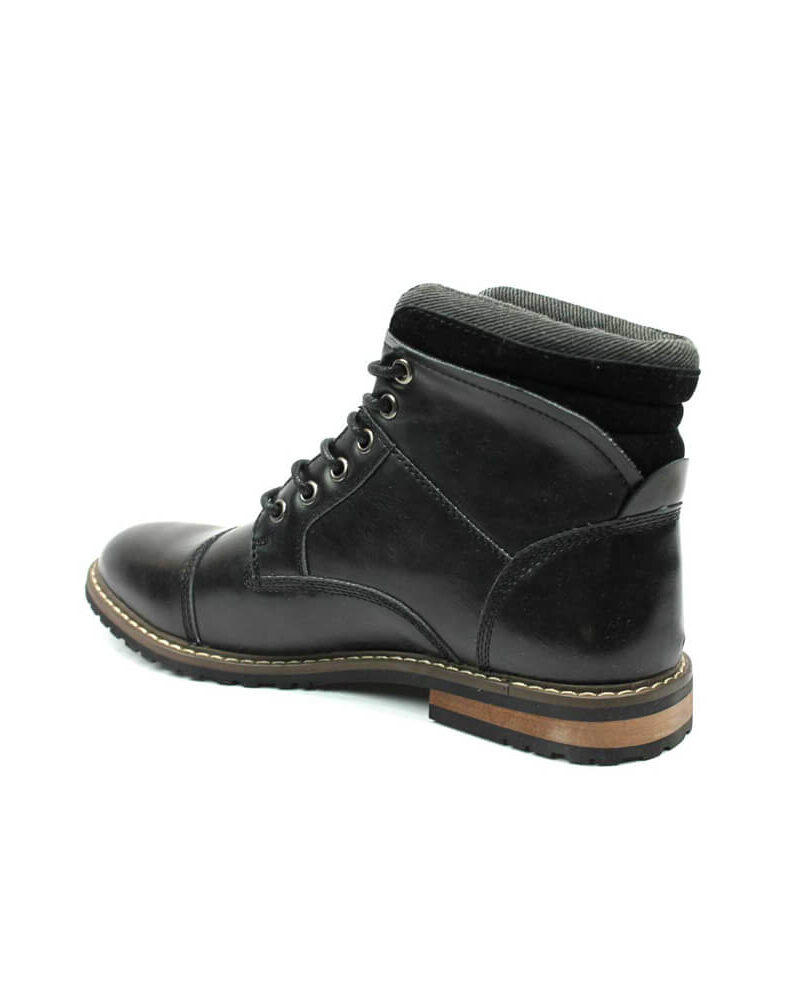 Alternative view of Black Cap Toe Derby Lace up Ankle Boots