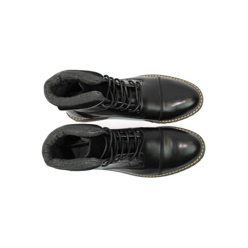 Black Cap Toe Derby Lace up Ankle Boots - ÃZARMAN