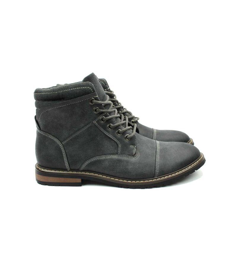 Grey Cap Toe Derby Lace up Ankle Boots