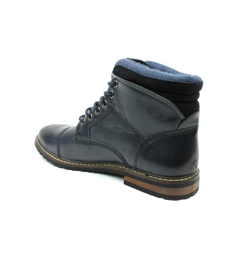 Alternative view of Navy Blue Cap Toe Derby Lace up Ankle Boots
