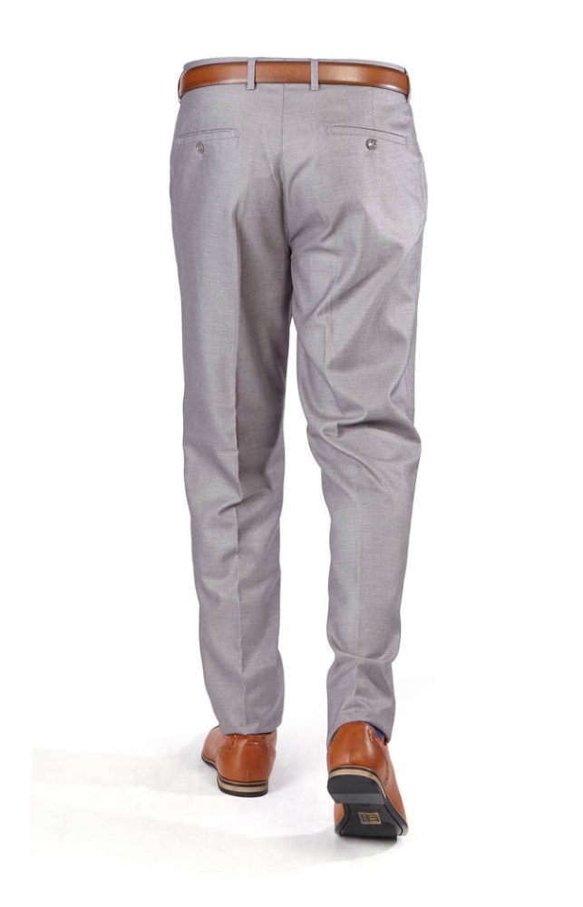 Slim Fit Dress Slacks Silver Grey Flat Front Pants Modern Tailored Fitted AZAR 