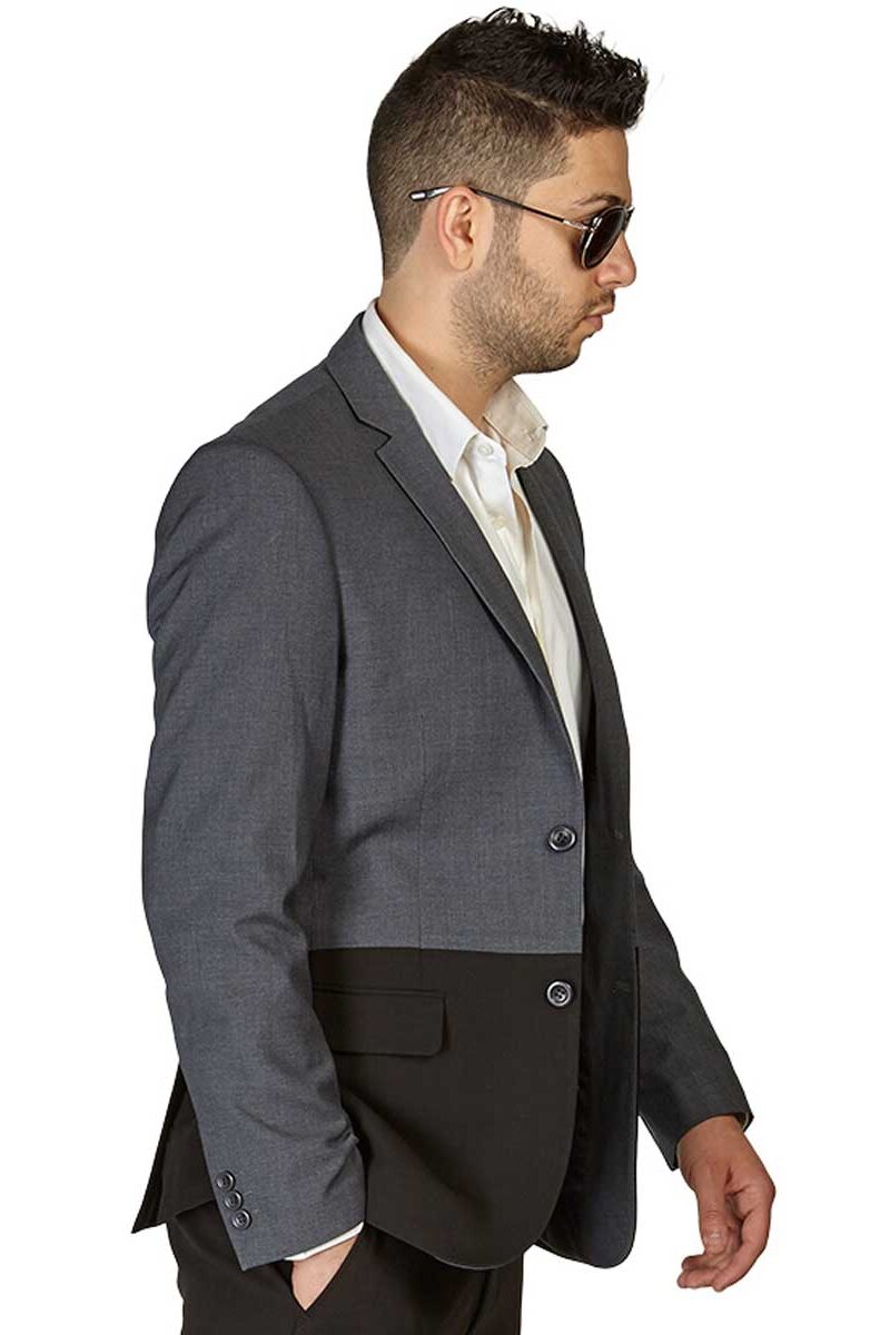 Alternative view of Slim Fit 2 Button Black & Grey Modern Two Tone Sport Coat