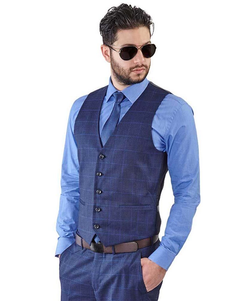 Alternative view of Blue Windowpane Dress Vest
