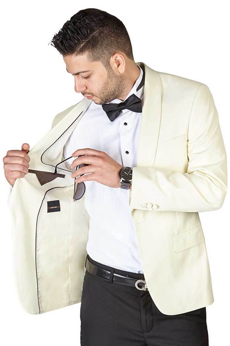 Alternative view of Slim Fit 1 Button Ivory Shawl Lapel Dinner Jacket